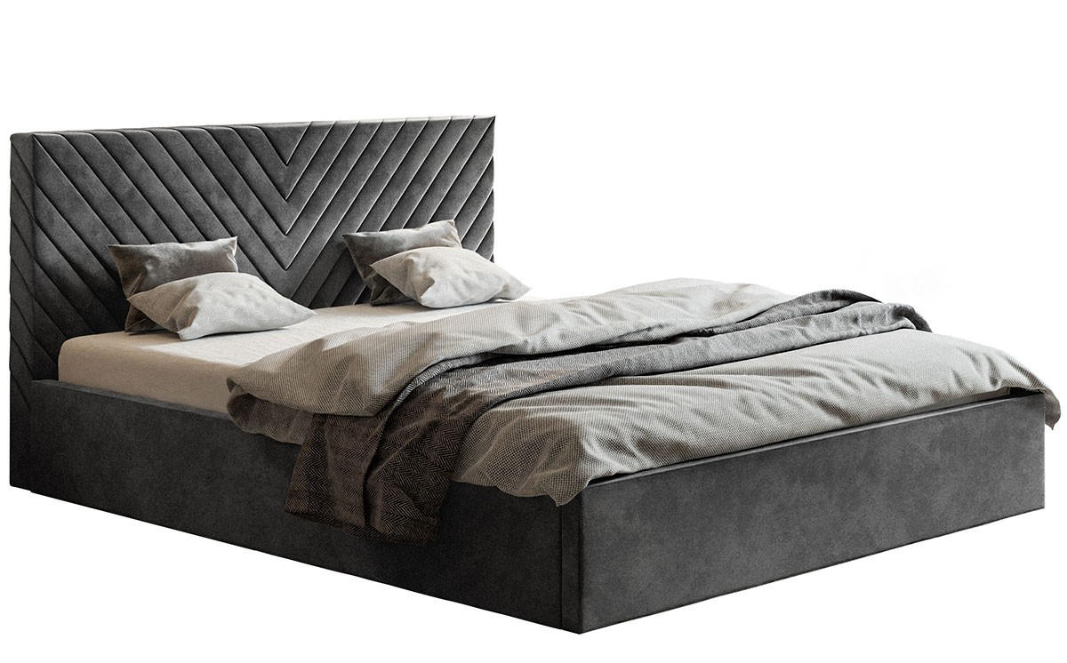 BETT Grau OLDO 8 Mit Bettkasten Stoff Jasmine 96 Grafit 180x200 cm - Graphitfarben, Textil (180/200cm) - Sepro Meble