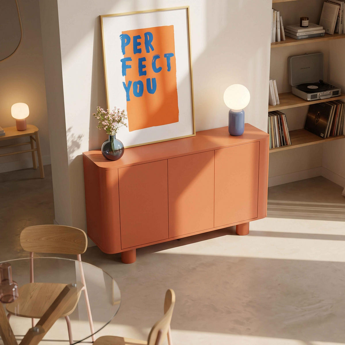 SIDEBOARD 120 cm, Orange - Orange, Holz (120/75/40cm) - Oviala