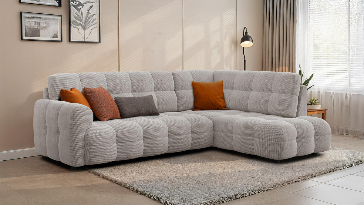 ECKSOFA MELLOW 5-Sitzer, beige - Beige/Schwarz, Holz/Textil (283/191cm) - Courtois Laville