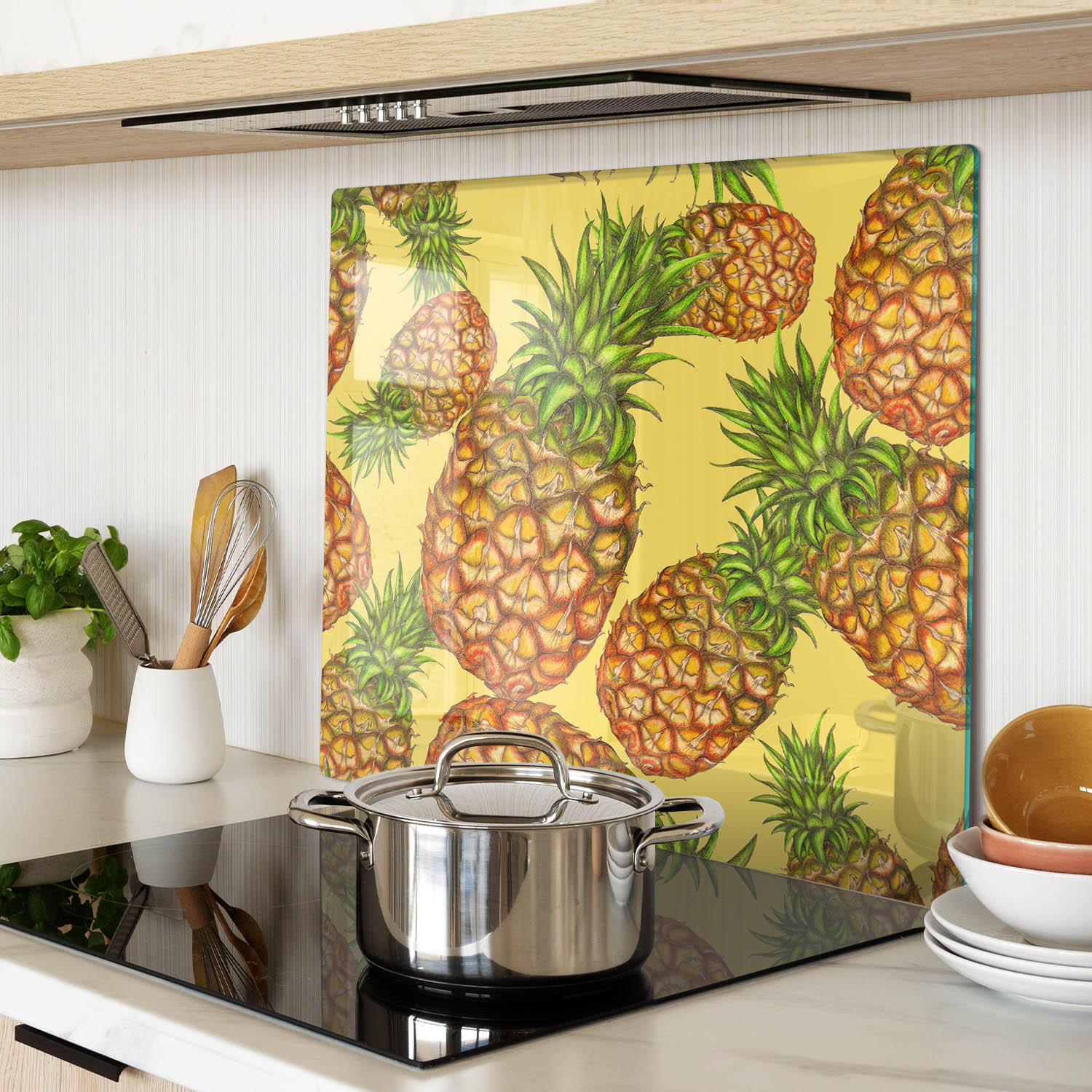 GLASPLATTE 60x52 cm Ananas - Multicolor, Glas (60/0.4/52cm) - TULUP