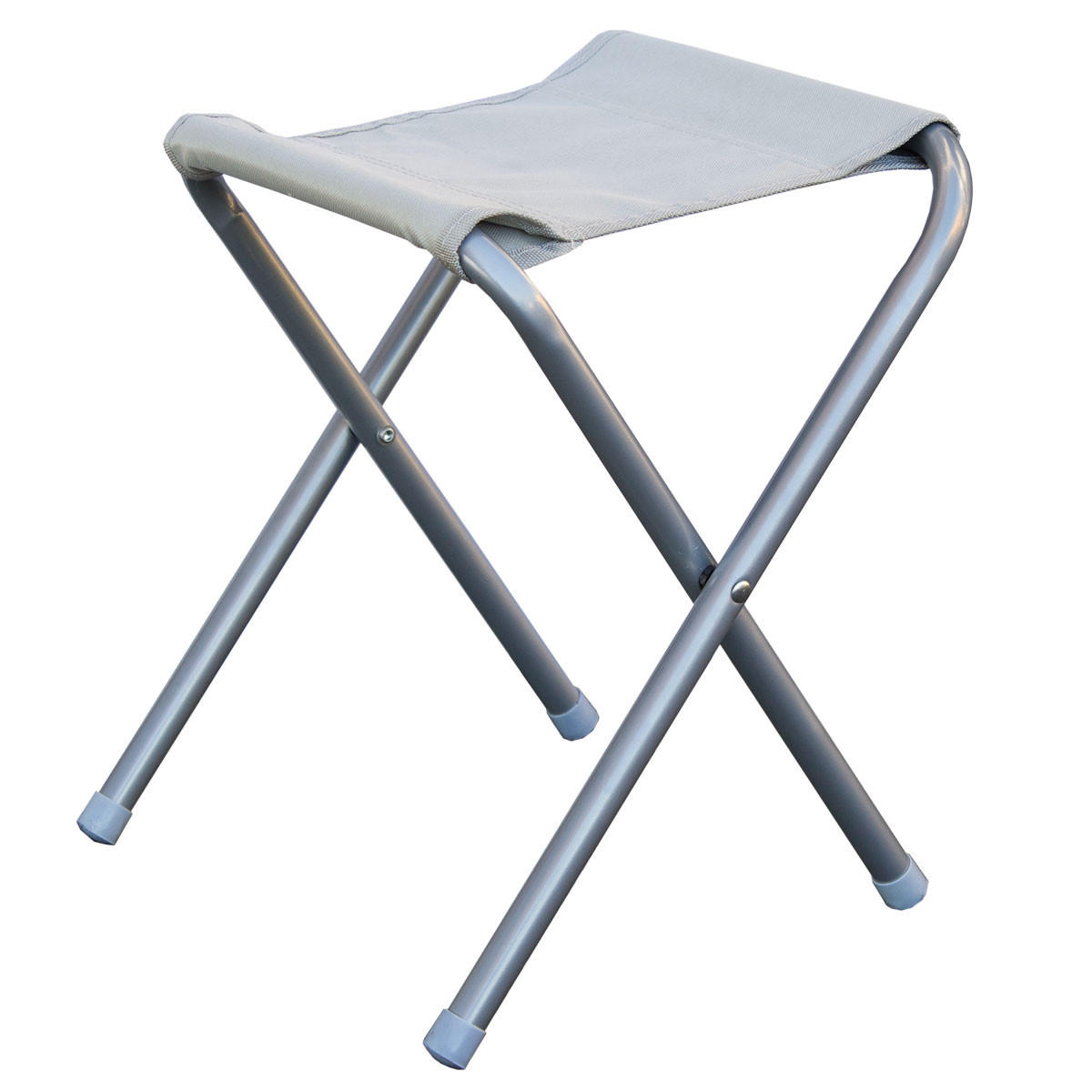 CAMPINGTISCH mit Hocker Silber - Silberfarben, Metall - SVITA