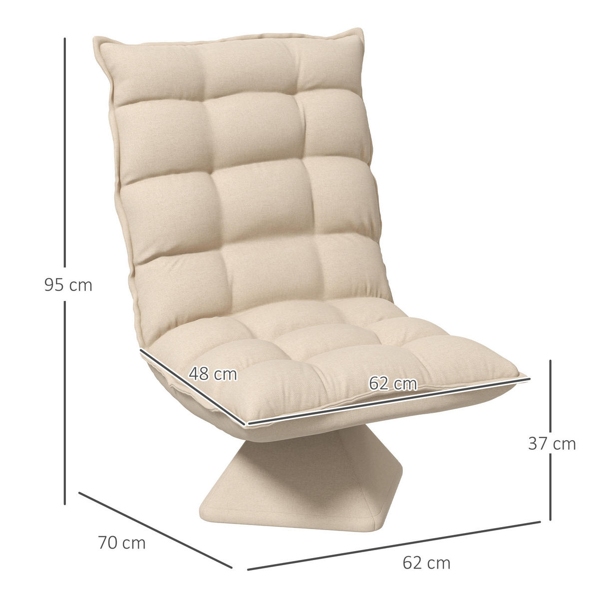 RELAXSESSEL Stahl, Leinenimitat, Beige - Beige, Metall (70/95/62cm) - HOMCOM