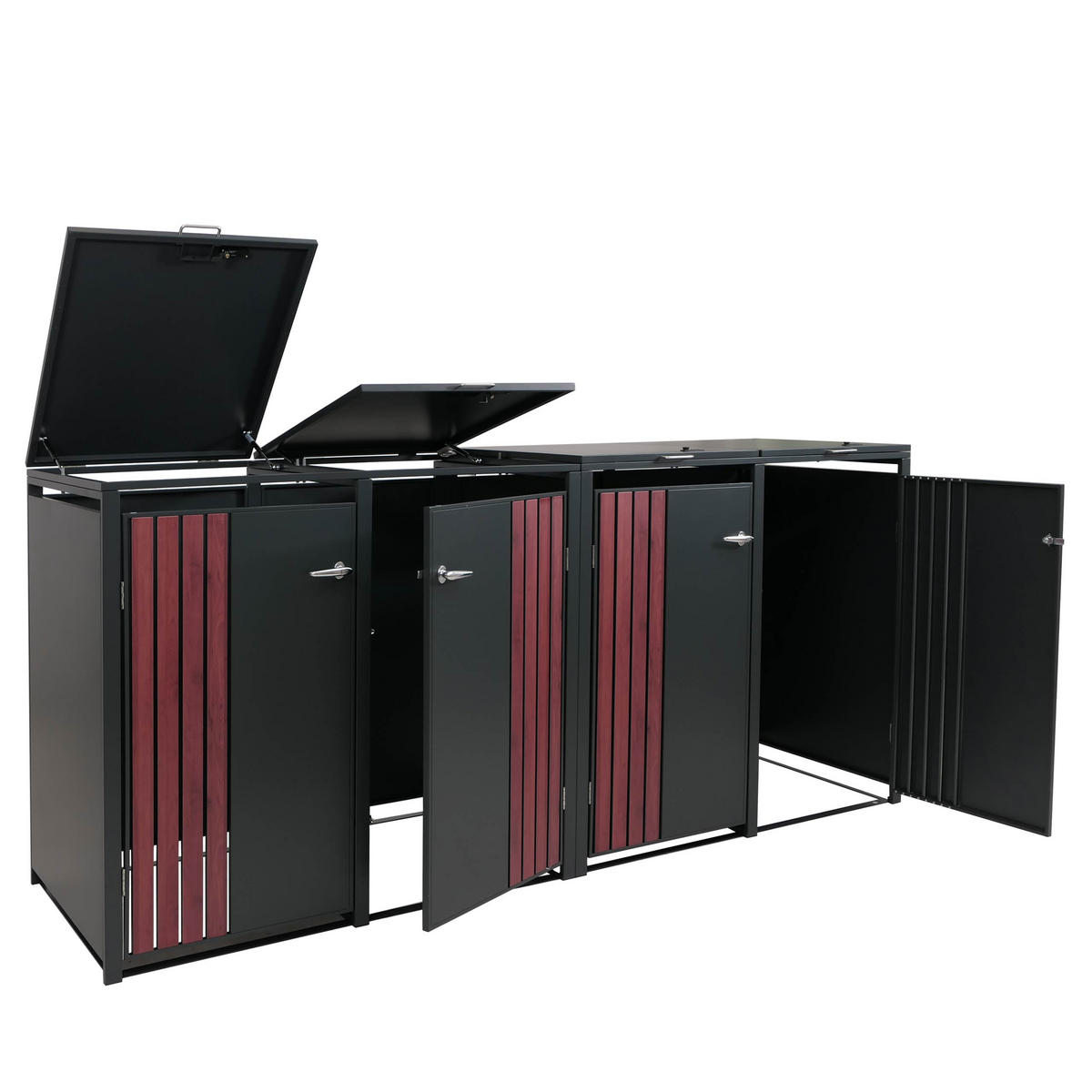 4ER-MÜLLTONNENVERKLEIDUNG Anthrazit, Dunkelbraun - Anthrazit/Dunkelbraun, Metall (264/122/84cm) - MCW