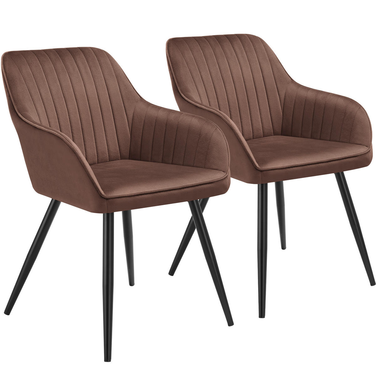 ESSZIMMERSTUHL 2er Set Marilyn 58 x 62 x 82 cm braun/schwarz - Schwarz/Braun, Metall (58/82/62cm) - tectake