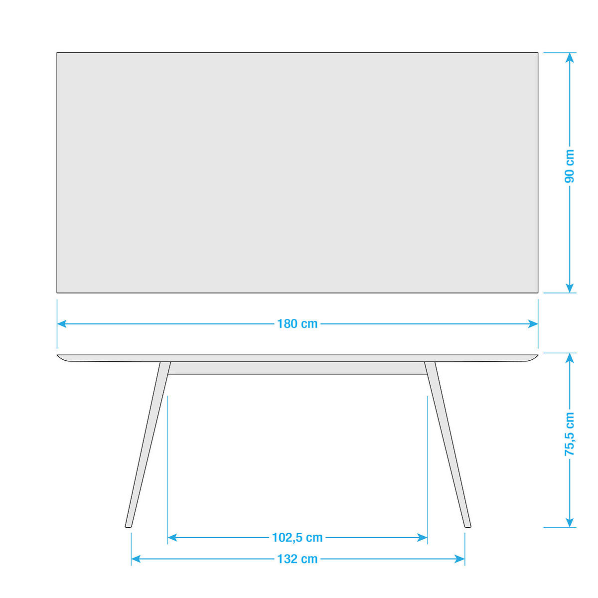ESSTISCH - Eiche teilmassiv / Linoleum - Eichefarben/Anthrazit, Holzwerkstoff (90/180/75cm) - home24