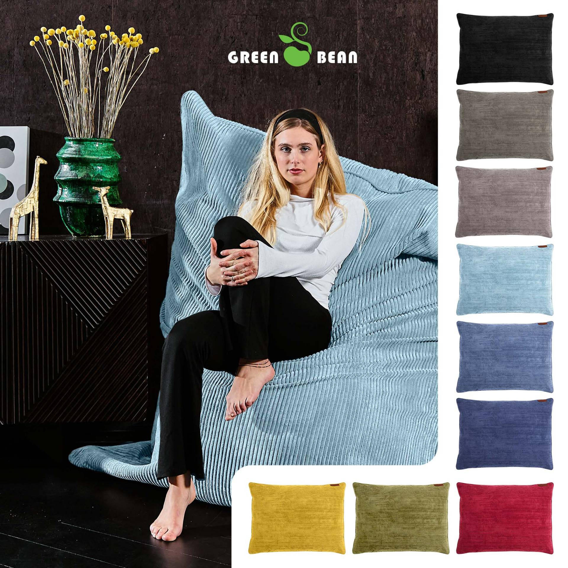 SITZSACK XXL "Square" aus Cord – 370 L - Hellblau, Textil (140/25/180cm) - Green Bean
