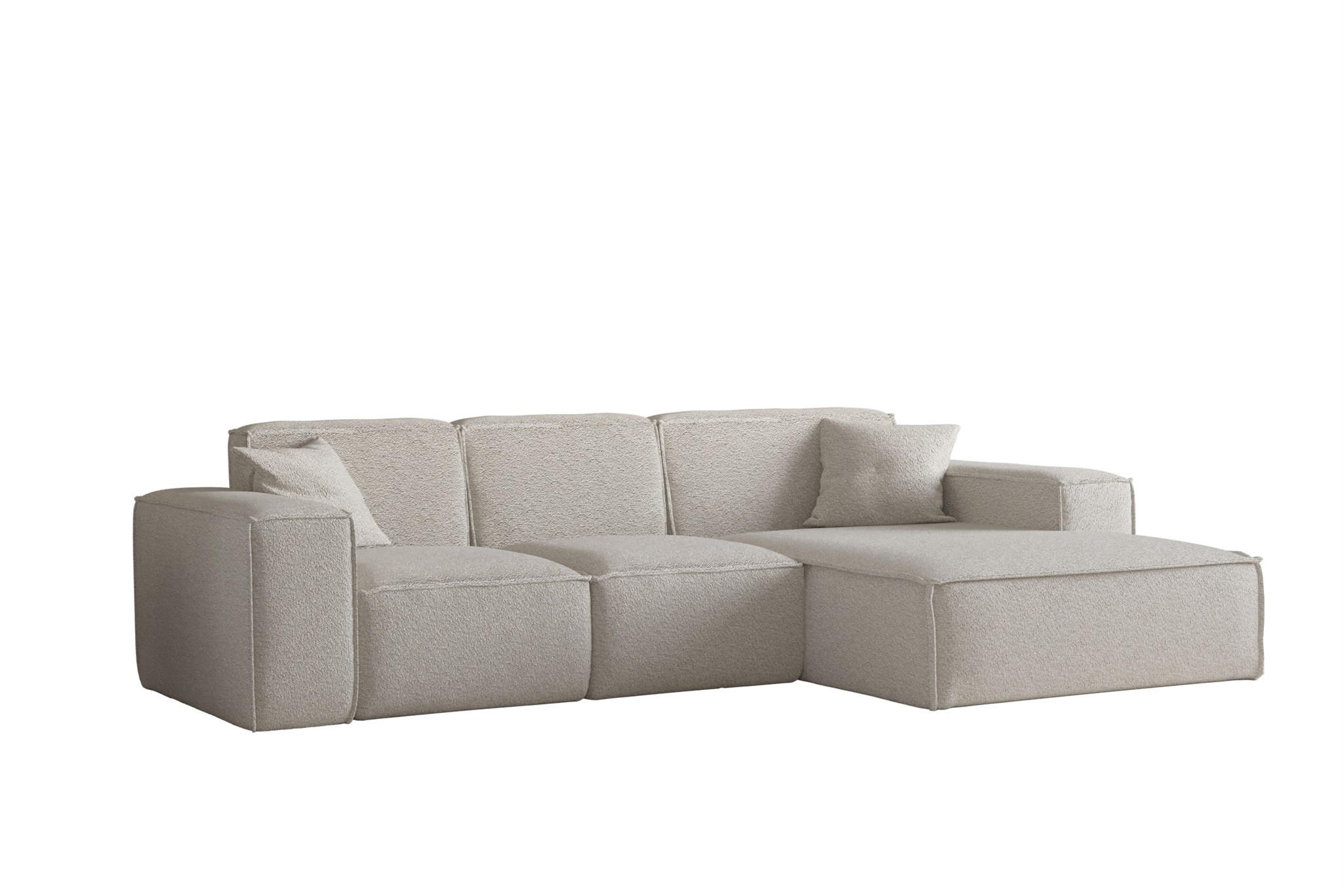 ECKSOFA Ottom Celes Premium Ascot Bukla - Beige, Holzwerkstoff/Textil (266/165cm) - Fun Möbel