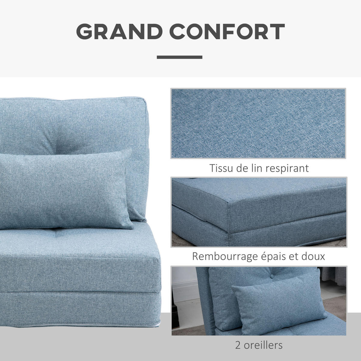 SCHLAFSESSEL DE-14614 5-fach verstellbar mit Kissen Blau - Hellblau, Textil (80/56/60cm) - ComfortXL