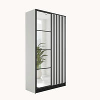 KLEIDERSCHRANK EDEN 2-Türen v3 - 105x205x39cm - Weiß - Schwarz/Weiß, Holzwerkstoff (105/205/39cm) - Kier Furniture