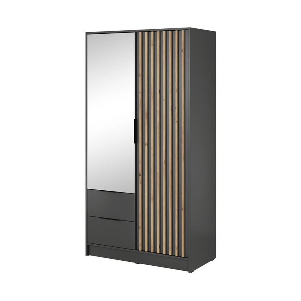 KLEIDERSCHRANK – 105 cm – Nelly – Graphitfarben - Graphitfarben, Holzwerkstoff (105/200/51cm) - hi-markt