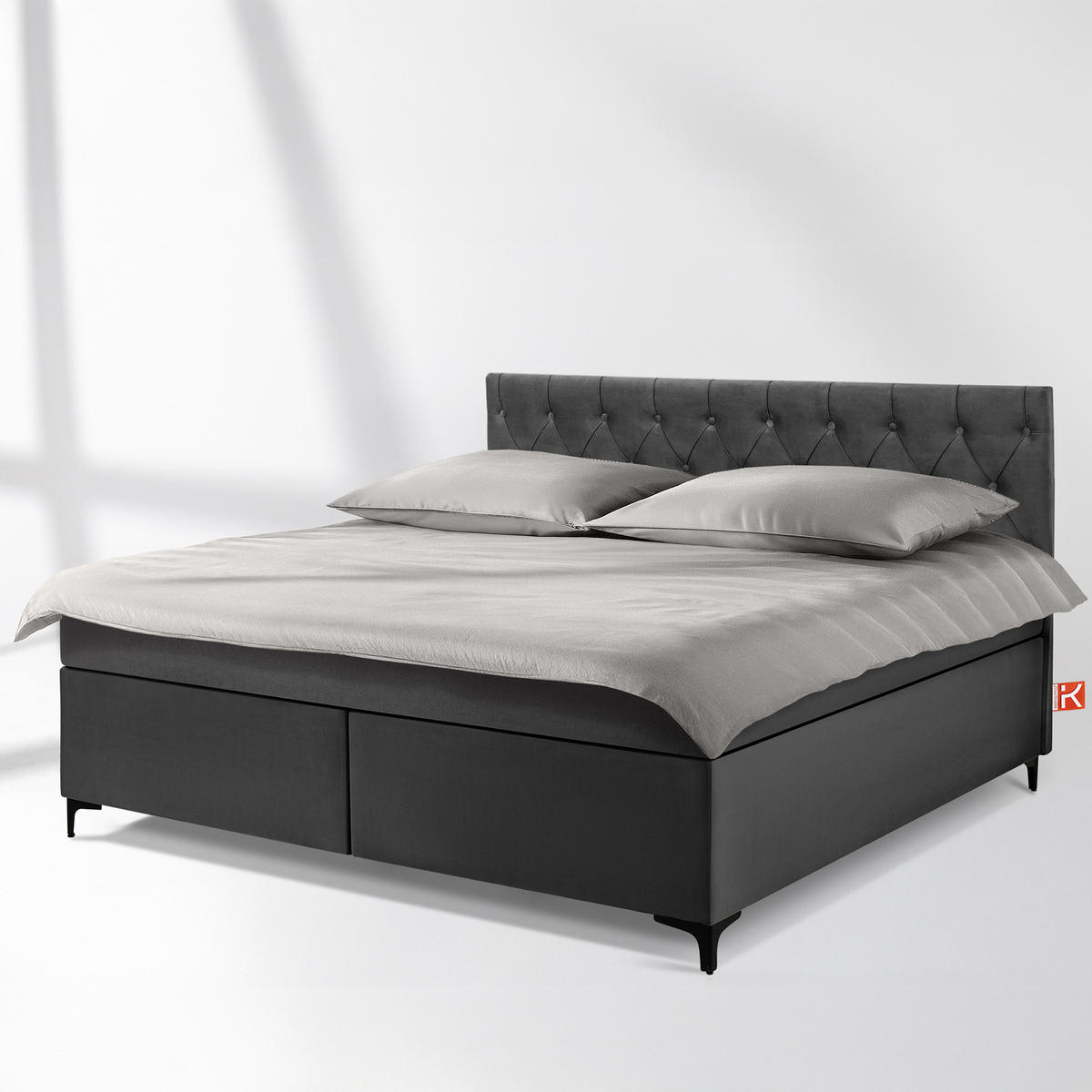 POLSTERBETT ARDEA, Anthrazit - Anthrazit/Schwarz, Holz/Holzwerkstoff (180/200cm) - KONSIMO®