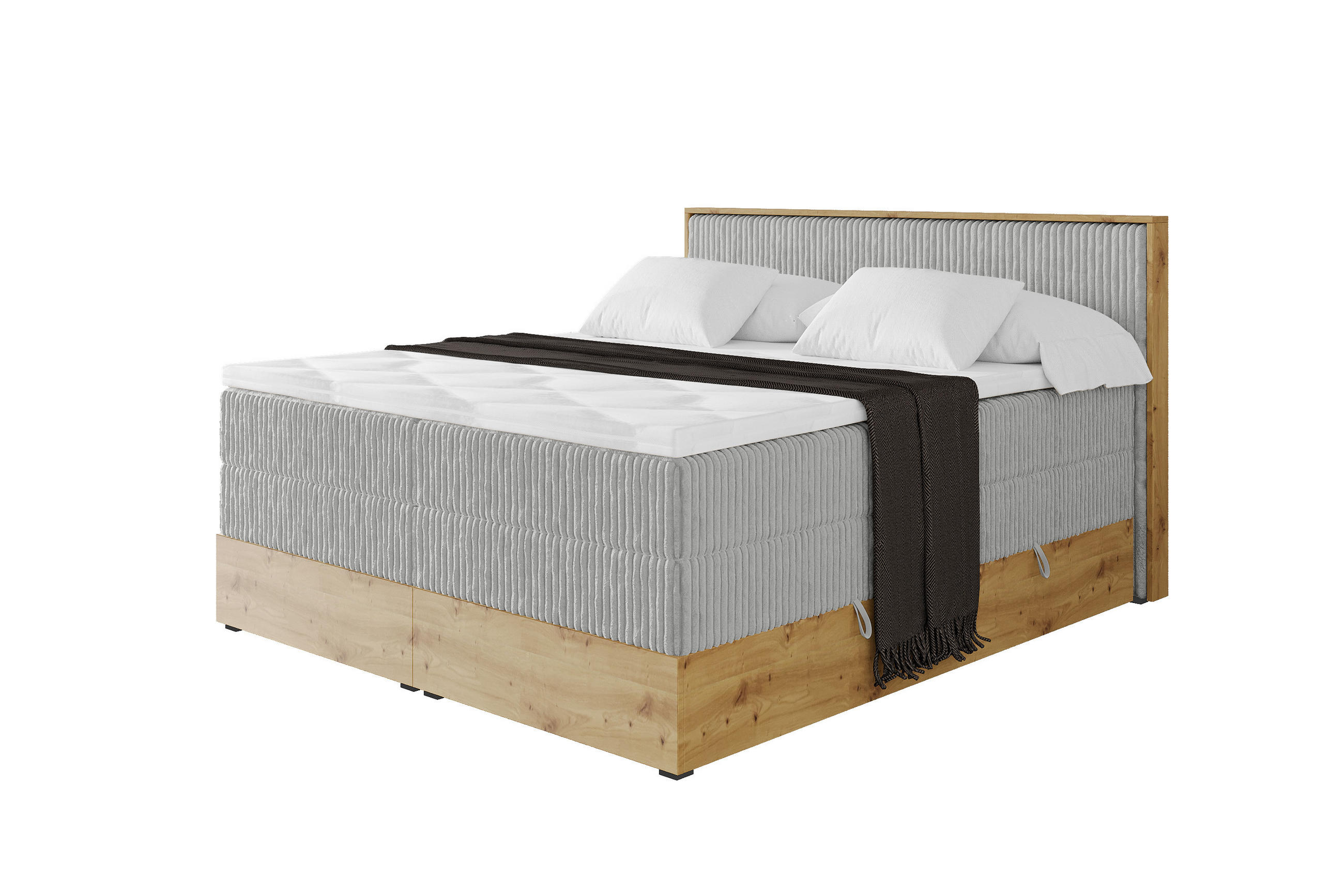 BOXSPRINGBETT LOLLI9 -KING 180x200 - H3/H4 Grau - Grau, Holzwerkstoff (180/200cm) - ALTDECOR