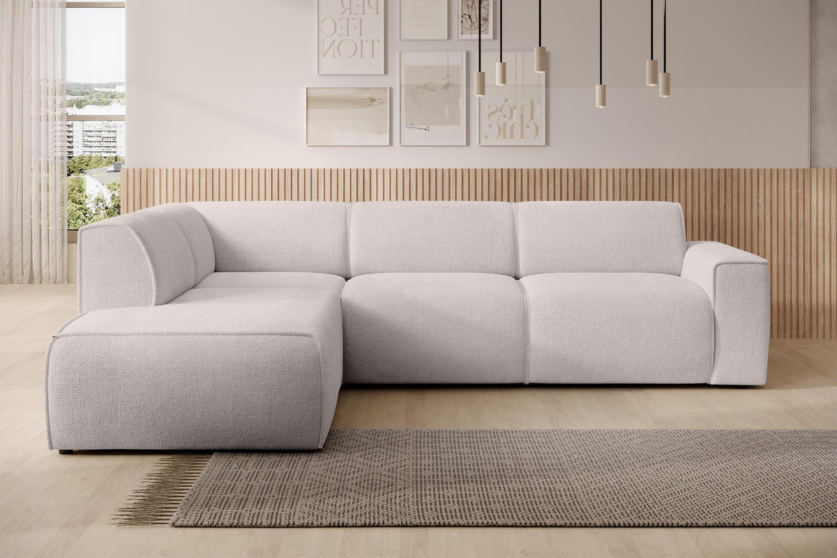 ECKSOFA L Form Didim Taupe 292/220/78 cm – großes Sofa stilvoll & bequem L - Taupe/Schwarz, Kunststoff/Textil (220/292cm) - AX Living