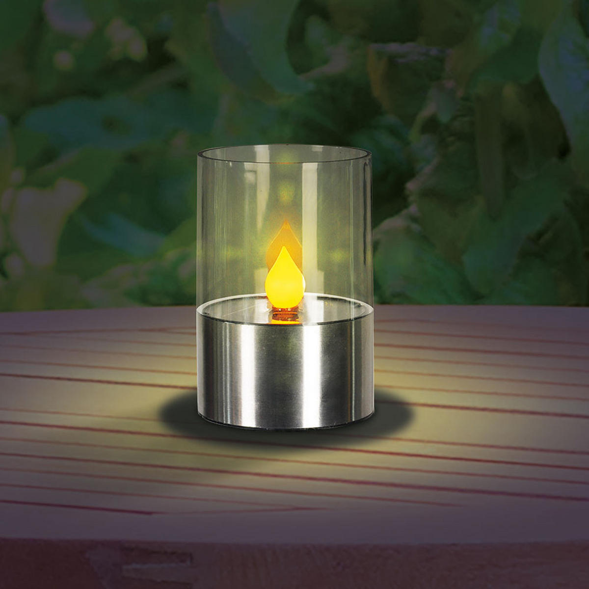 LED AUSSENLEUCHTE Edelstahl Silber Feuereffekt 4er Set - Silberfarben, Metall (7.5/7.5/11cm) - Globo Lighting