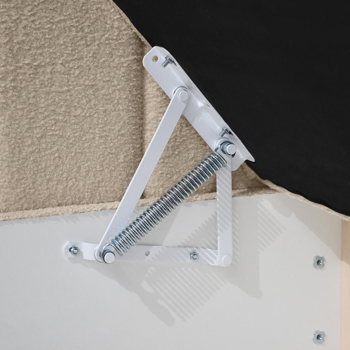 SCHLAFSOFA Rafi, Eckbett mit Bettkasten, 90x200 cm, Dunkelbeige - Ecru, Textil (209/94/102cm) - Beautysofa