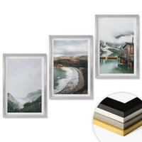 WANDBILDER 3er Set - 40x60 cm Silberner Rahmen - Berge, Strand, Wolken, Wasser - Silberfarben, Kunststoff (40/60cm) - ArtPrintCave