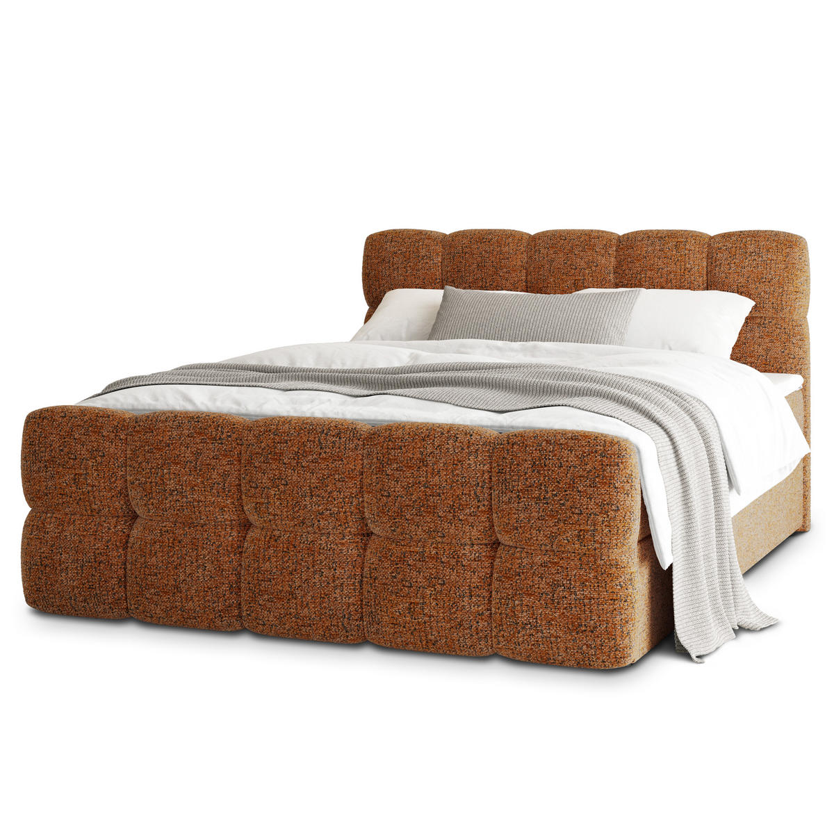 POSTEL BOXSPRING BRUME 160x200 cm, s matrací a úložným prostorem, terakotová - terakotová, kompozitní dřevo/textil (160/200cm) - MASSENO