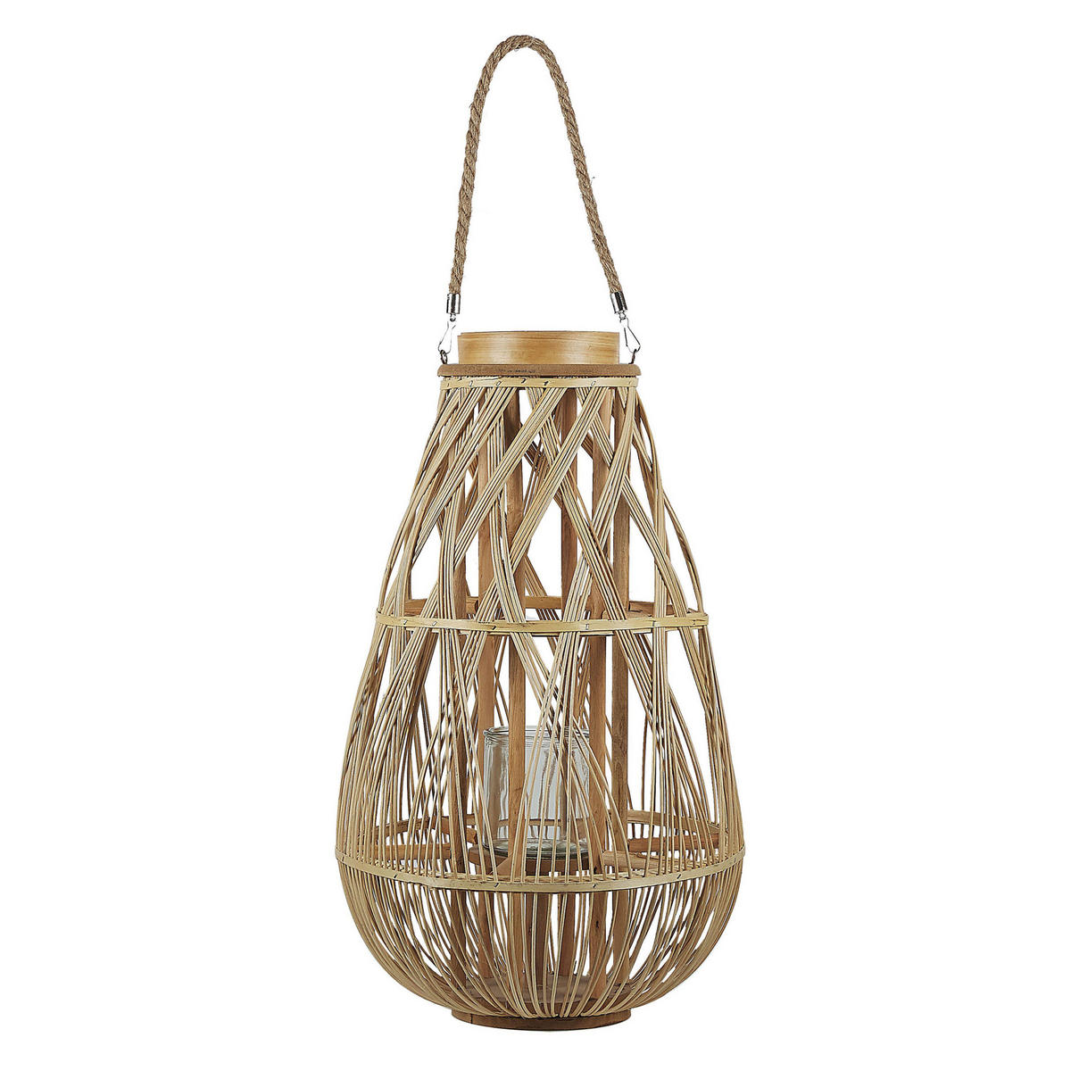 LATERNE Heller Holzfarbton Tonga - Hellbraun, Holz (34/56/34cm) - Beliani