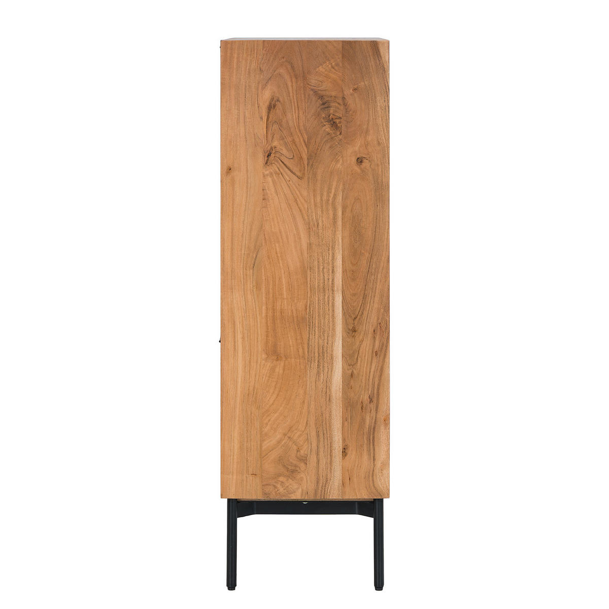 HIGBOARD - Akazie massiv / Schwarz - Schwarz/Akaziefarben, Holz/Metall (92/140/42cm) - home24