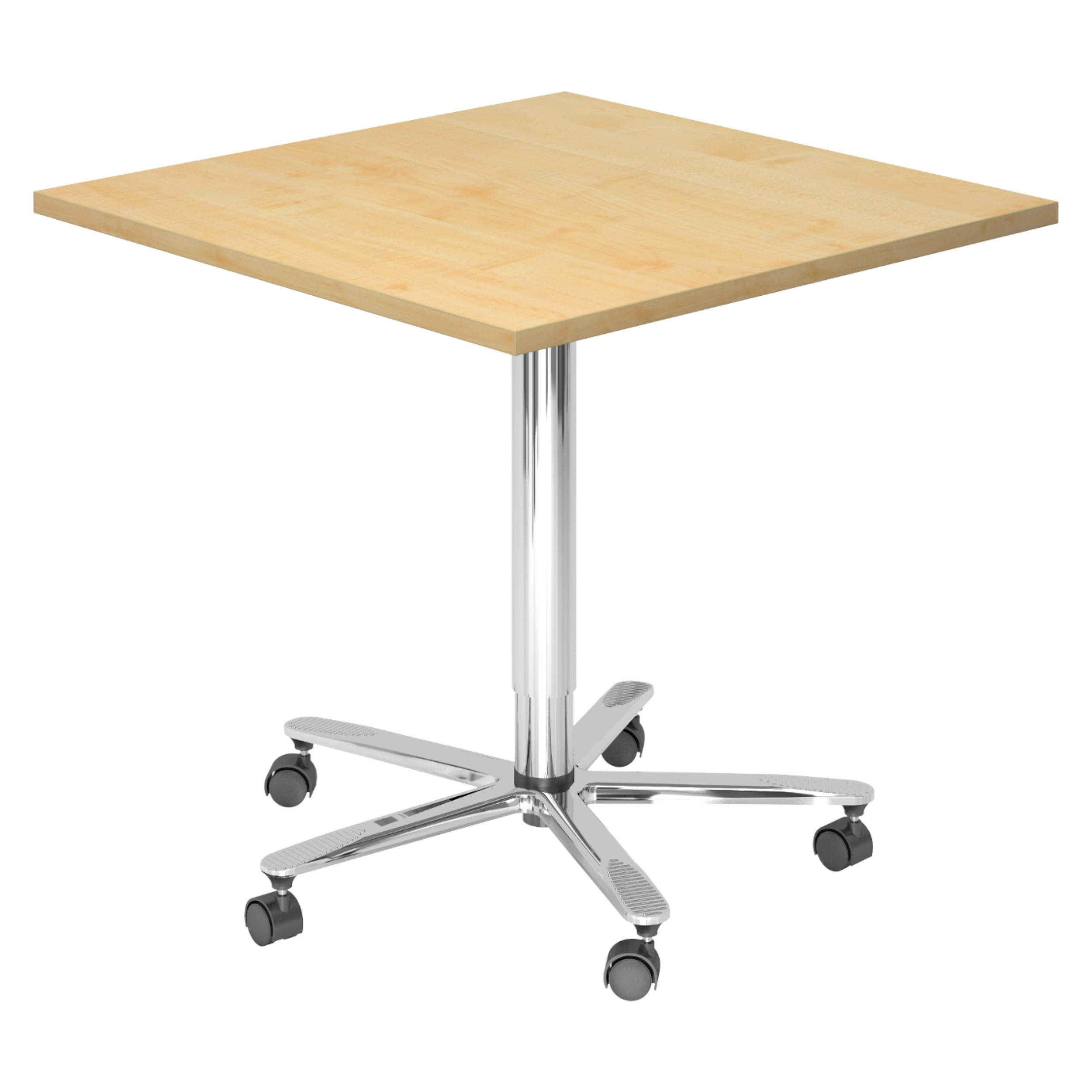 SÄULENHUBTISCH eckig ST 80/80/74 cm in Ahornfarben/chrom - Chromfarben/Ahornfarben, Holzwerkstoff (80/80/74cm) - bümö