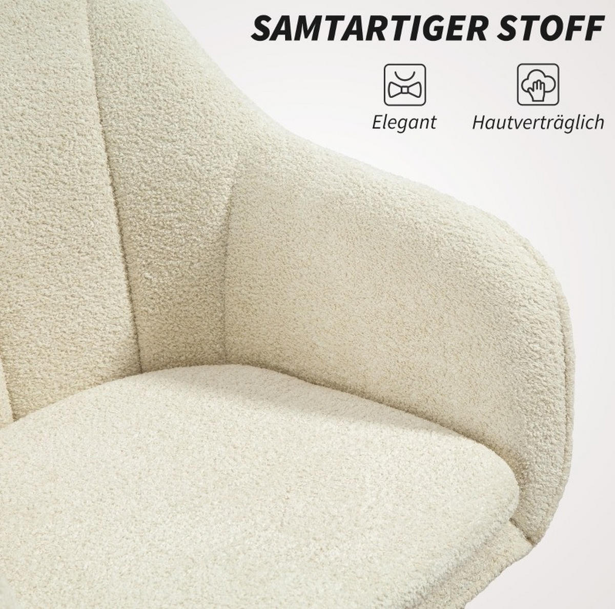 DREHSTUHL 60/63/84-94 cm in Beige mit Samtoptik und Höhenverstellung - Beige, Kunststoff (60/94/63cm) - Flora Grace