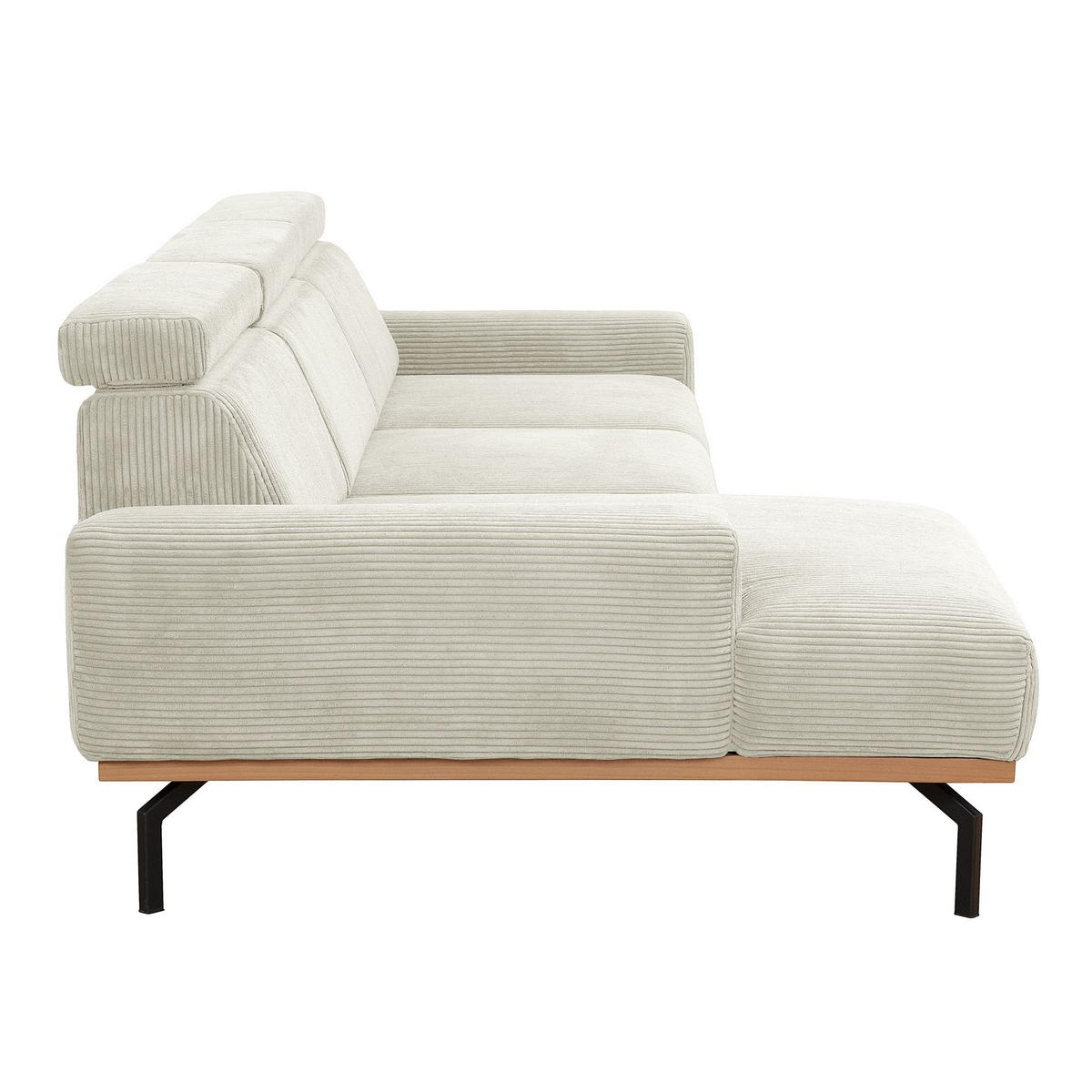 ECKSOFA mit Longchair links Katrien Cordstoff creme - Creme, Kunststoff (135/280cm) - 58aufmkessel