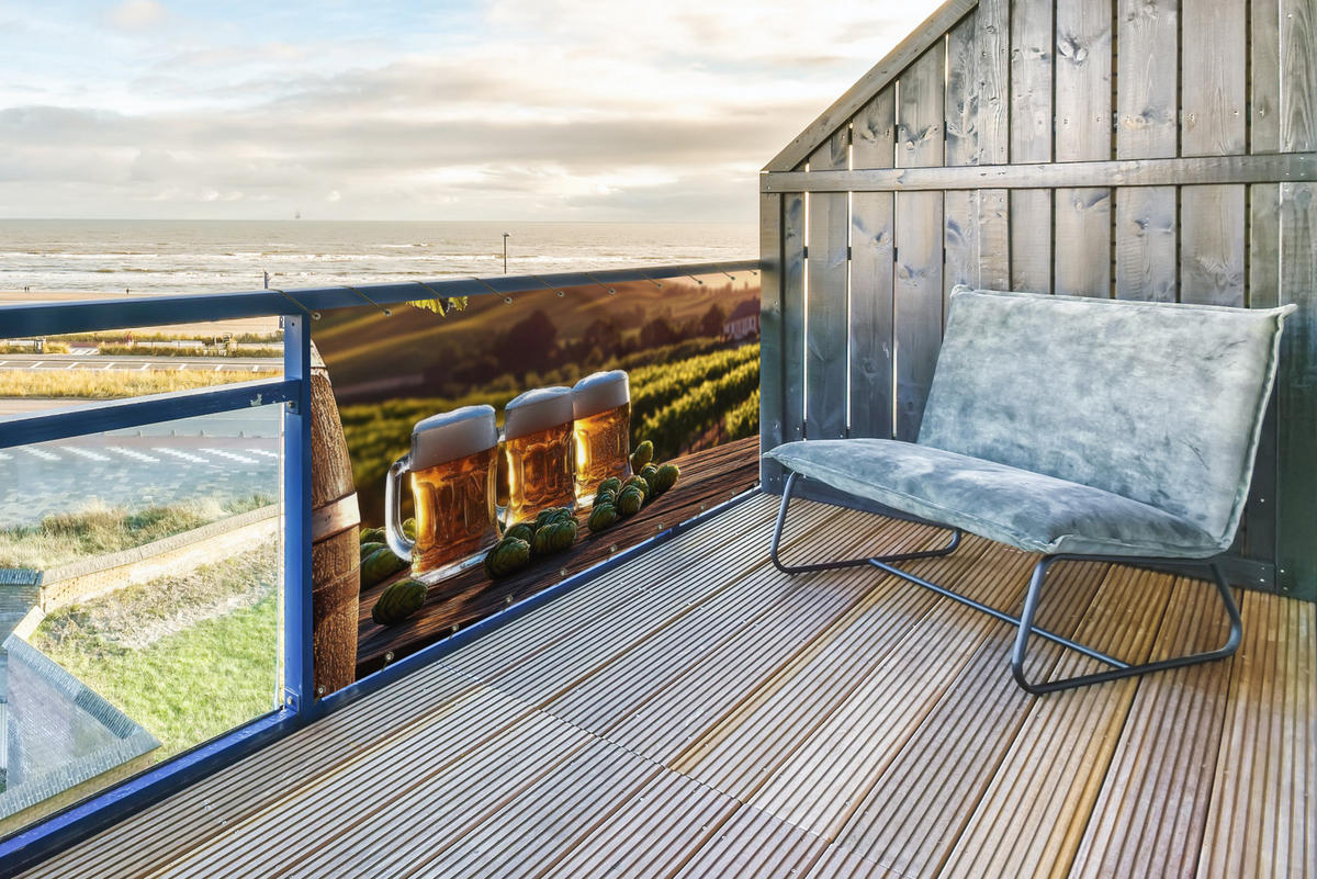 BALKON-SICHTSCHUTZ Bier - Hopfen - Landschaft - Grün, Kunststoff (300/130cm) - MuchoWow