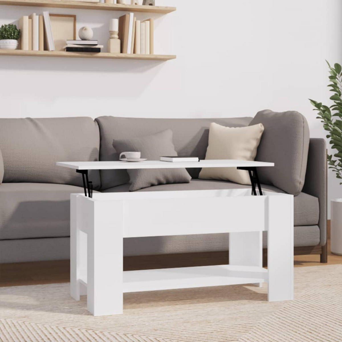 COUCHTISCH Weiß 101x49x52 cm Holzwerkstoff - Weiß, Holzwerkstoff (101/49/52cm) - furnicato