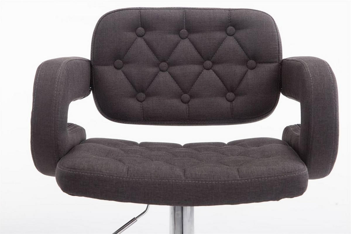 BARHOCKER Dubai, 2er Set, Gestell Metall in Chromoptik, Stoff Dunkelgrau - Chromfarben/Dunkelgrau, Textil/Metall (52/100/55cm) - TPFLiving