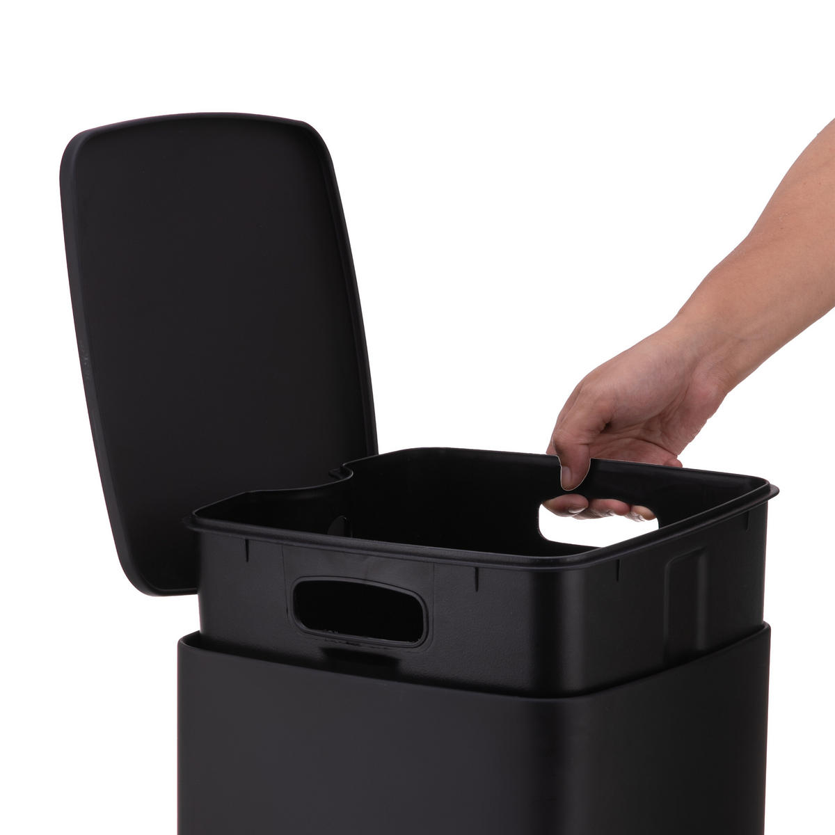 MÜLLEIMER - Schwarz, Kunststoff/Metall (29/40/34cm) - Relaxdays