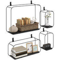 WANDREGAL 4er-Set DE-14373 industriell, geometrisch Schwarz - Schwarz, Metall (12/32/43cm) - ComfortXL