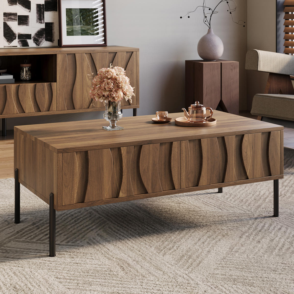 COUCHTISCH Retro 105x55x41 cm - Naturfarben, Holz (55/105/41cm) - LEBENLANG