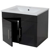 WASCHBECKEN + UNTERSCHRANK Hochglanz Schwarz - Schwarz Hochglanz, Holzwerkstoff (61/50/48cm) - MCW
