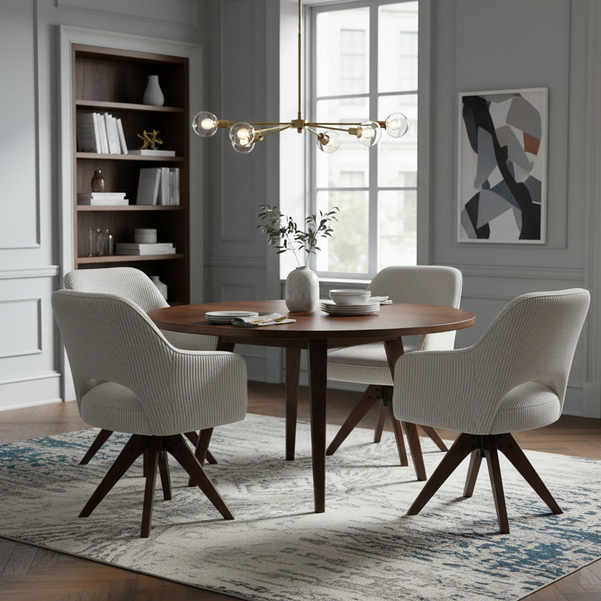 DREHSTUHL Mika-Lena 2er-Set - Nussbaumfarben/Hellgrau, Eichenholz/Holz (60/87/65cm) - DUBI Möbel