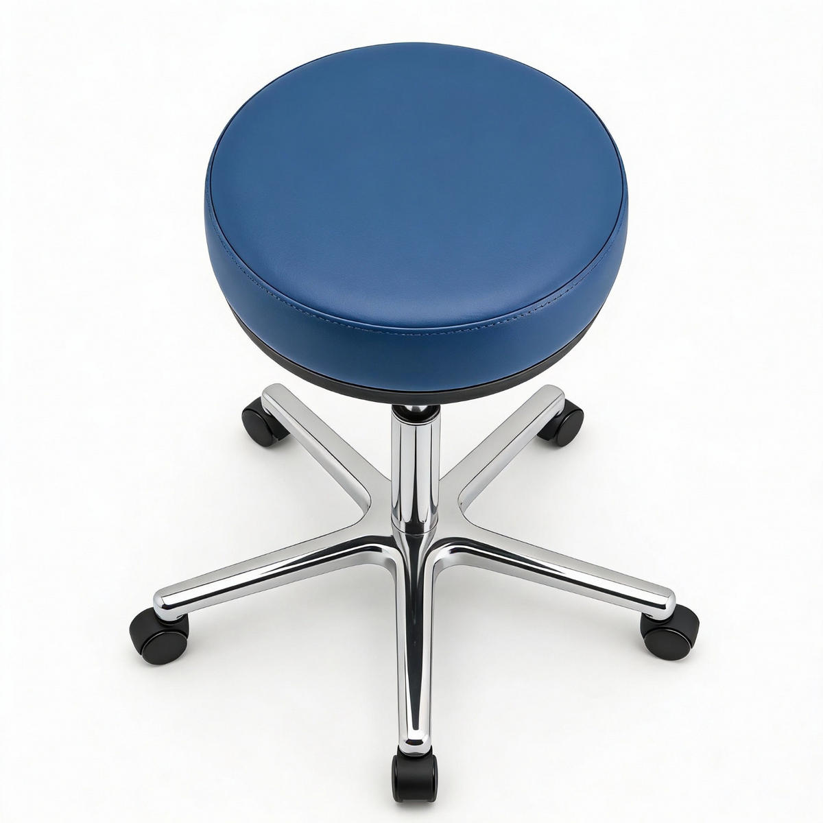 ARBEITSHOCKER Echtleder Blau - höhenverstellbar, 150kg belastbar - Blau, Leder/Metall (58/46/58cm) - Versee