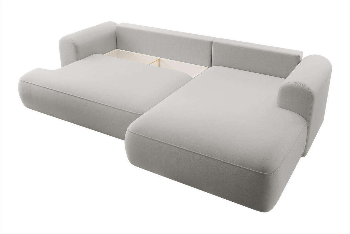 ECKSOFA Ovo Grau Velours - Schwarz/Grau, Kunststoff/Textil (260/165cm) - Selsey