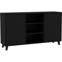 KOMMODE Home mit 2 Türen und 2 Regale, ohne Griffe, Schwarz - Schwarz, Holzwerkstoff (150/85/40cm) - Beautysofa