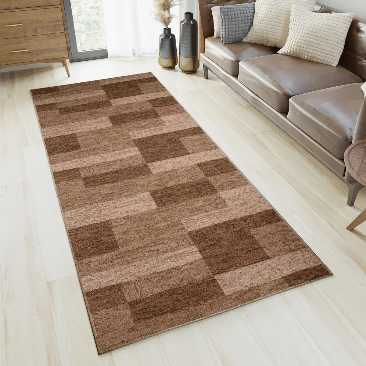 TEPPICHLÄUFER Anti-Rutsch Naturfarben rutschfest Gummiunterlage 100/400 cm - Naturfarben, Textil (100/400cm) - Tapiso