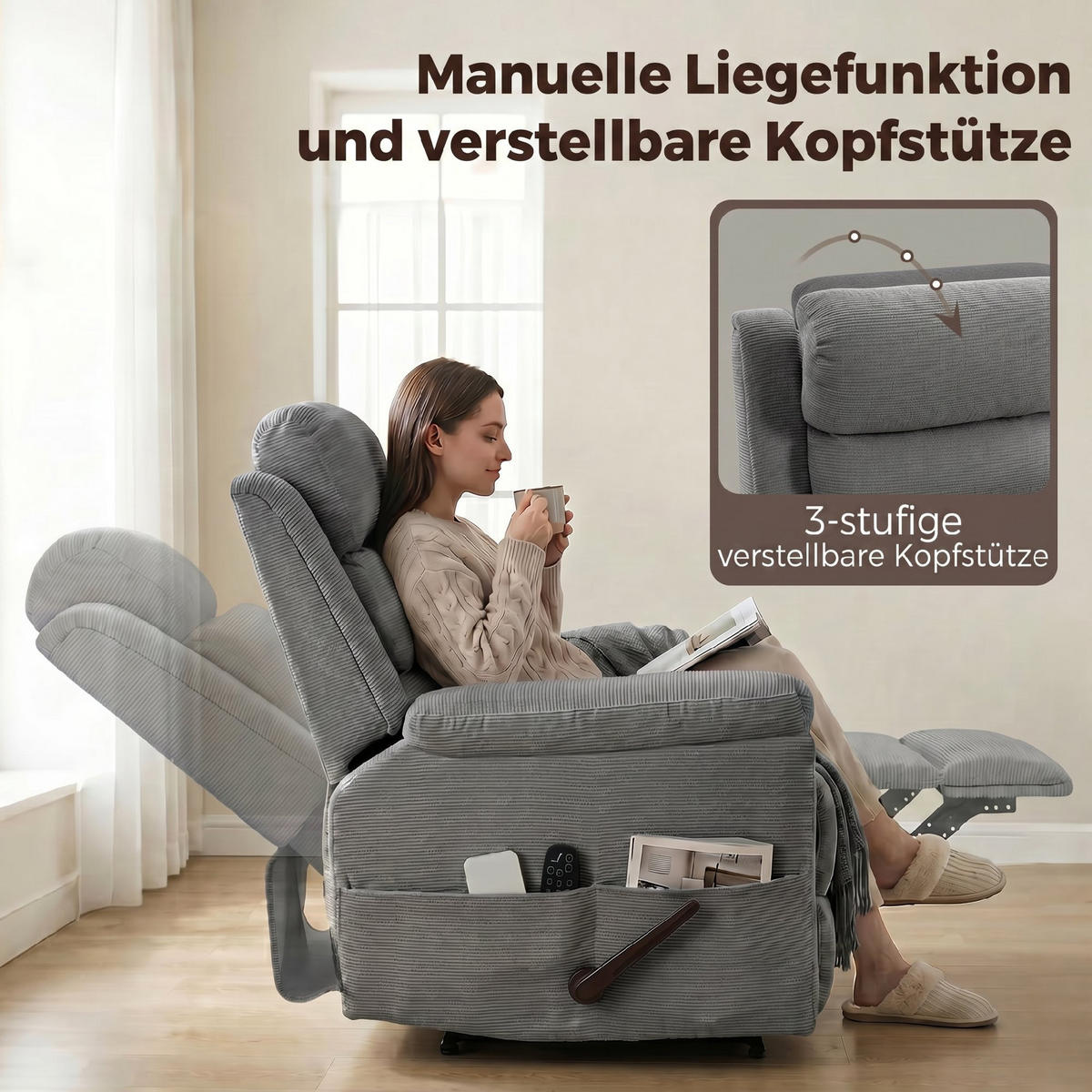 MASSAGESESSEL Polyester Grau - Grau, Textil/Metall (87/109/95cm) - HOMCOM