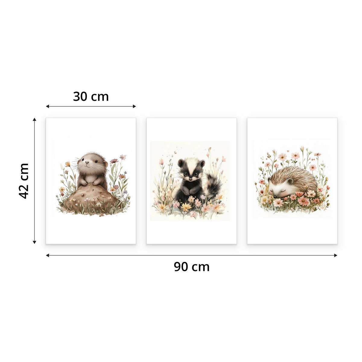 SADA PLAGÁTOV Do Detskej Izby Mackovia Mesiace Oblaky Hviezdy 3x Plagát A3 30 x 42 cm - oranžová/hnedá, papier (30/42/1cm) - Muralo