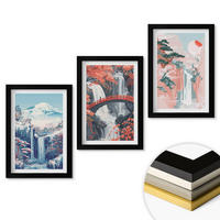 WANDBILDER 3er-Set - 20x30 cm Schwarzer Rahmen - Wasserfälle, Berge, Brücken, Bäume - Schwarz, Kunststoff (20/30cm) - ArtPrintCave