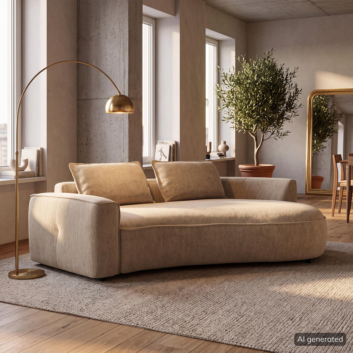2,5-SITZER SOFA - Taupe/Schwarz, Kunststoff/Textil (217/82/146cm) - home24
