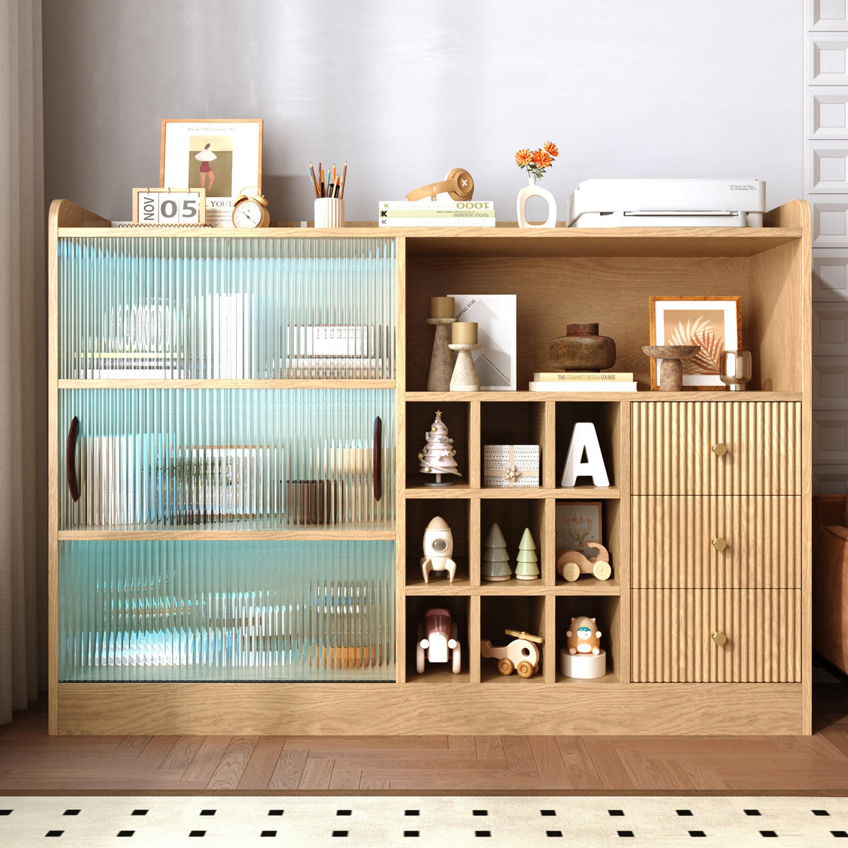 GESCHIRRSCHRANK Naturfarben 120/30/85 - Naturfarben, Holzwerkstoff (120/85/30cm)
