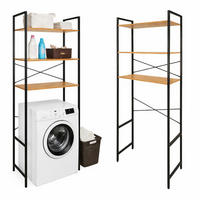 WASCHMASCHINEREGAL Holzoptik Metall Erlefarben Schwarz 3 Ebenen 66x30x186 cm - Erlefarben/Schwarz, Holzwerkstoff/Metall (66/186/30cm) - Begryf