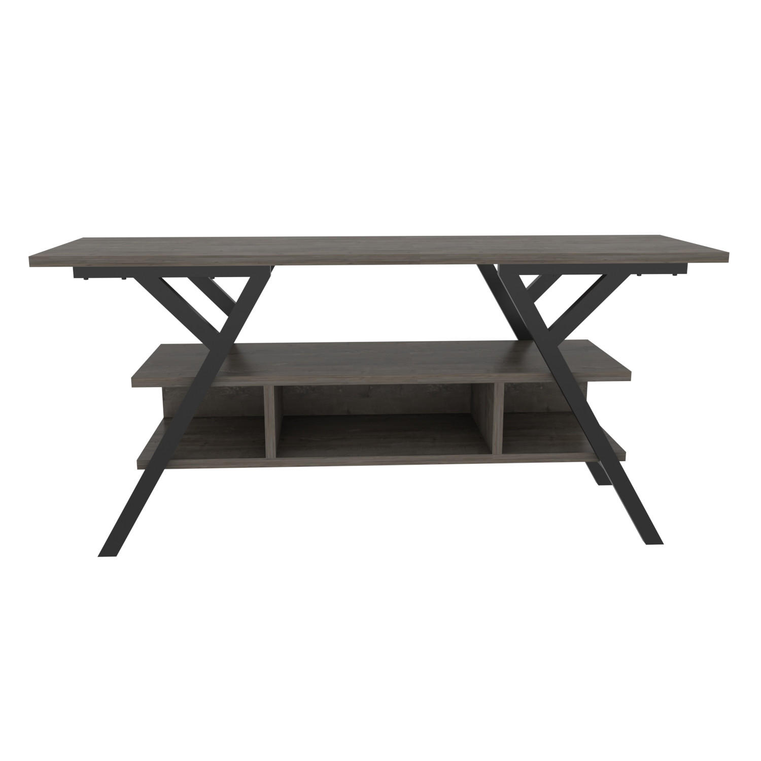 TV Stand Minerva Schwarz und Wenge - Braun, Holzwerkstoff (120/55/35cm) - Decorotika