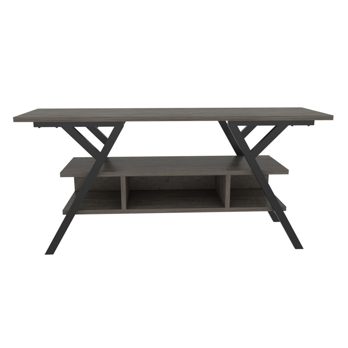 TV Stand Minerva Schwarz und Wenge - Braun, Holzwerkstoff (120/55/35cm) - Decorotika