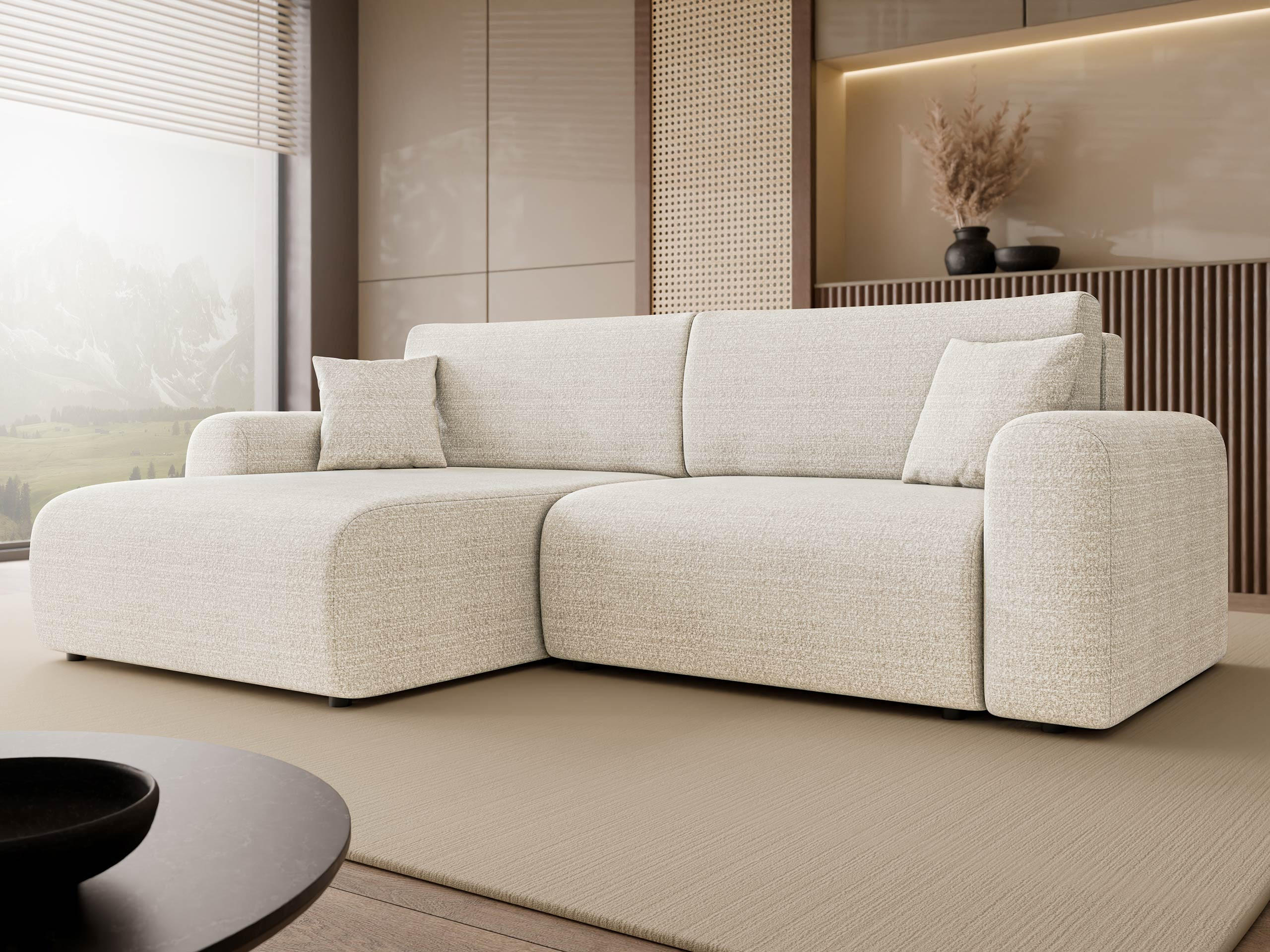 ECKSOFA Floryn L - Schwarz/Naturfarben, Holz/Kunststoff (245/145cm) - MIRJAN24