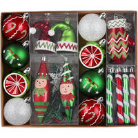 CHRISTBAUMKUGELN 40-teiliges Set Rot Grün Weiß - Multicolor, Kunststoff (10.5/10.5/14cm)