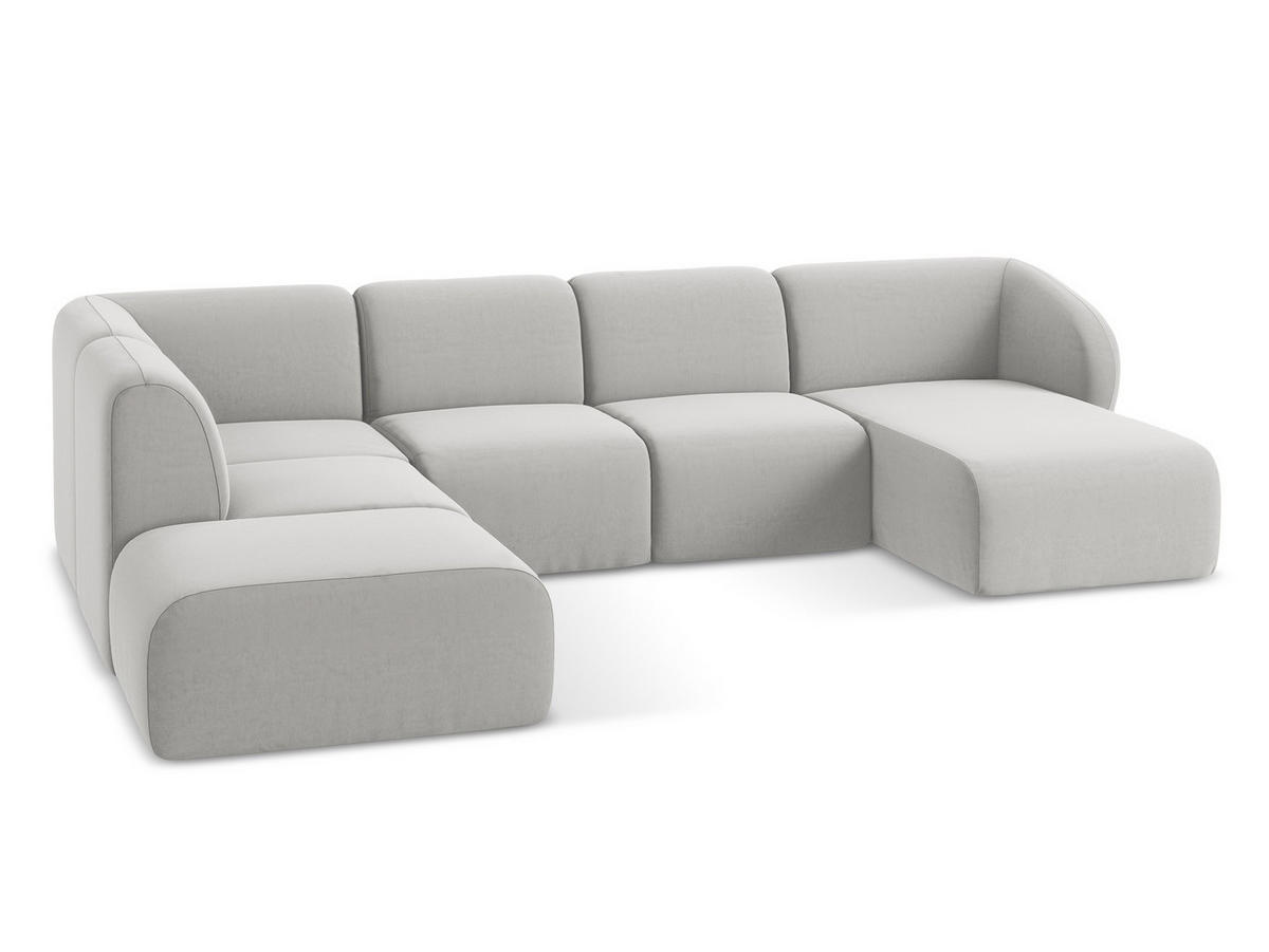 ECKSOFA Rechts Samt Stoff Blau - Türkis/Schwarz, Holzwerkstoff/Kunststoff (248/166cm) - Makamii