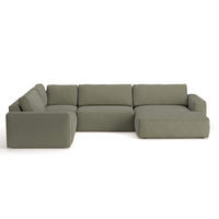 WOHNLANDSCHAFT mit wasserabweisendem Stoff - Schwarz/Grün, Holz/Kunststoff (367/89/249cm) - Cotta